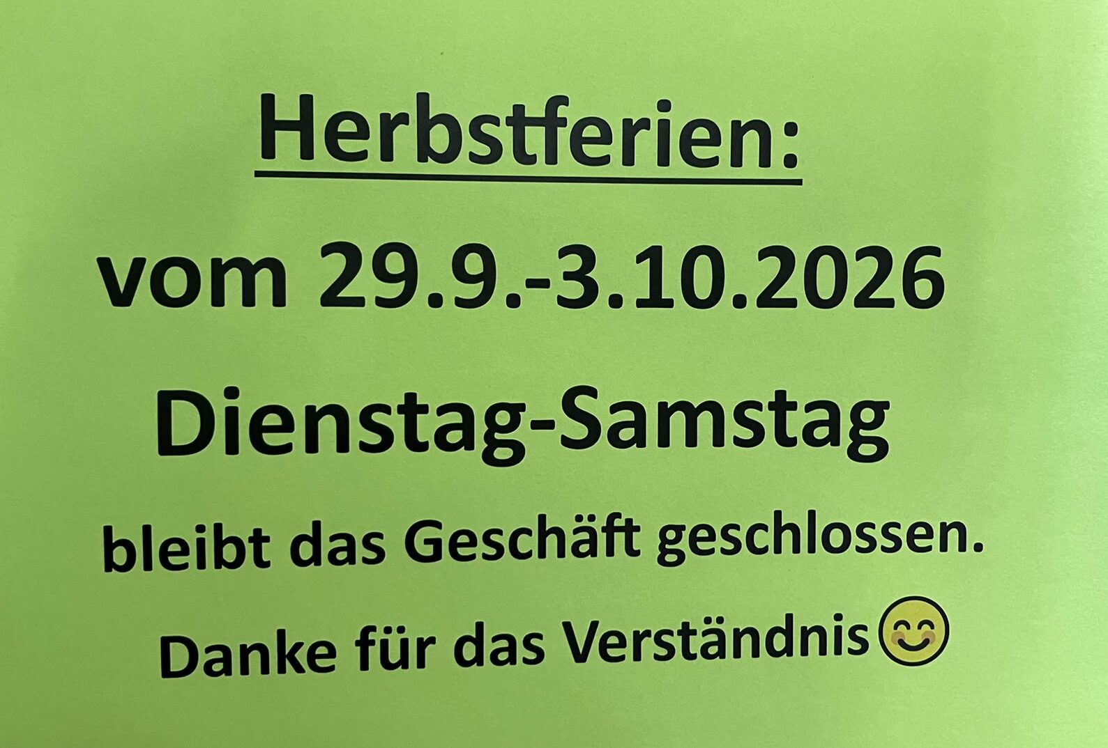 Herbstferien 2026